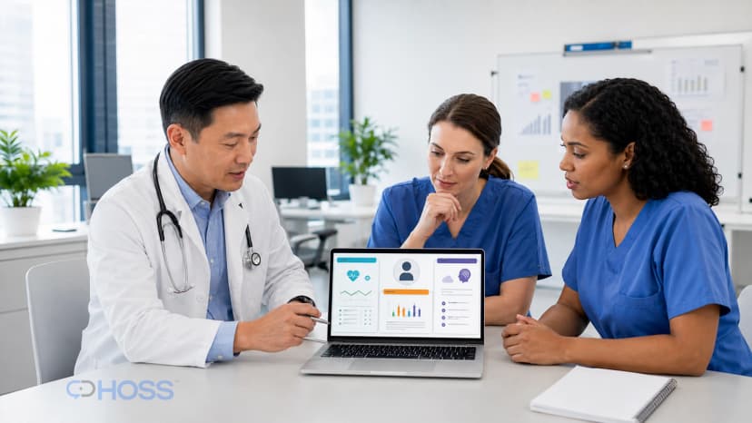 Healthcare team using a connected care platform to coordinate RPM, CCM, and BHI workflows for one patient.