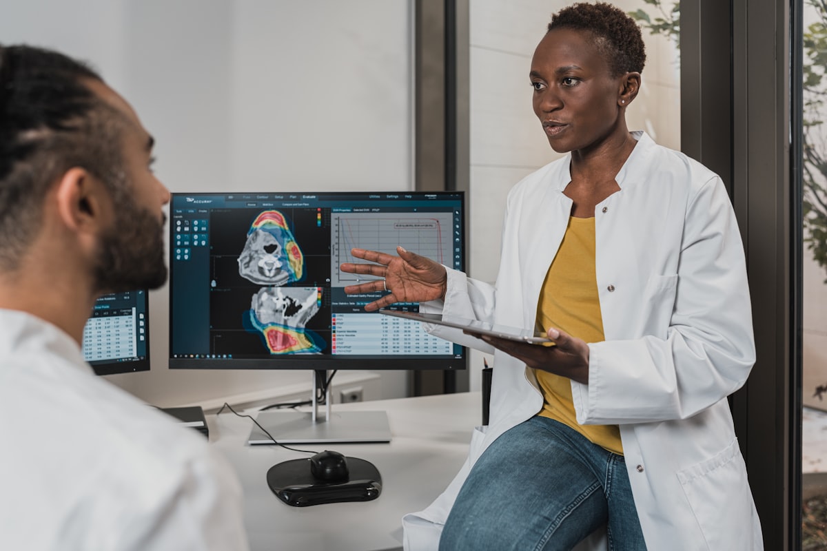 Doctor and patient during internal medicine consultation